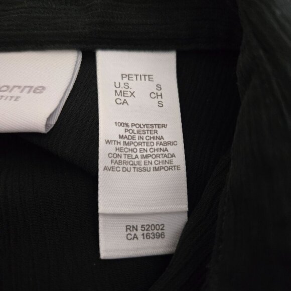 Liz Claiborne Lizsport Petite Black Organza Blouse Small - Picture 6 of 6
